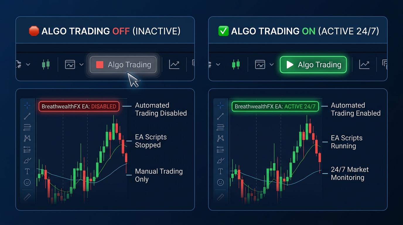 MT5 Algo Trading Status Guide - Active Green vs Inactive Red